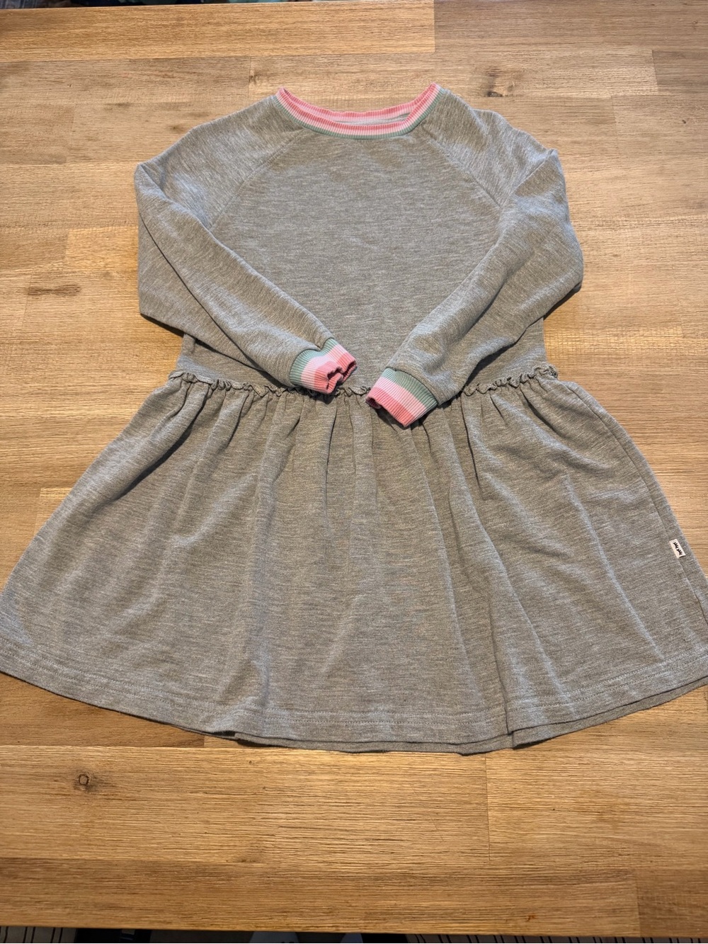 Little Sleepies Gray Knit Long Sleeve Dress with Pink Trim size 4